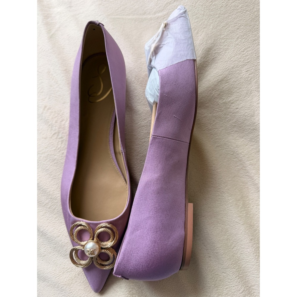 Sam Edelman Wanda Tour Flats Women 10 Lavender New Pearl Flower Pointed Toe - Picture 4 of 9